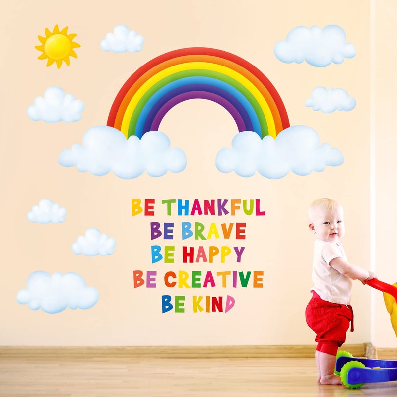 DECOWALL SG-1713 Rainbow and Clouds Kids Wall Stickers Wall Decals Peel and Stick Removable Wall Stickers for Kids Nursery Bedroom Living Room d?cor - Image 2